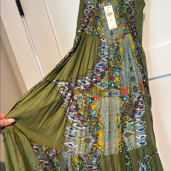 Anthropologie Green Tiered Maxi Dress with beaded detail - Picture 3 of 4